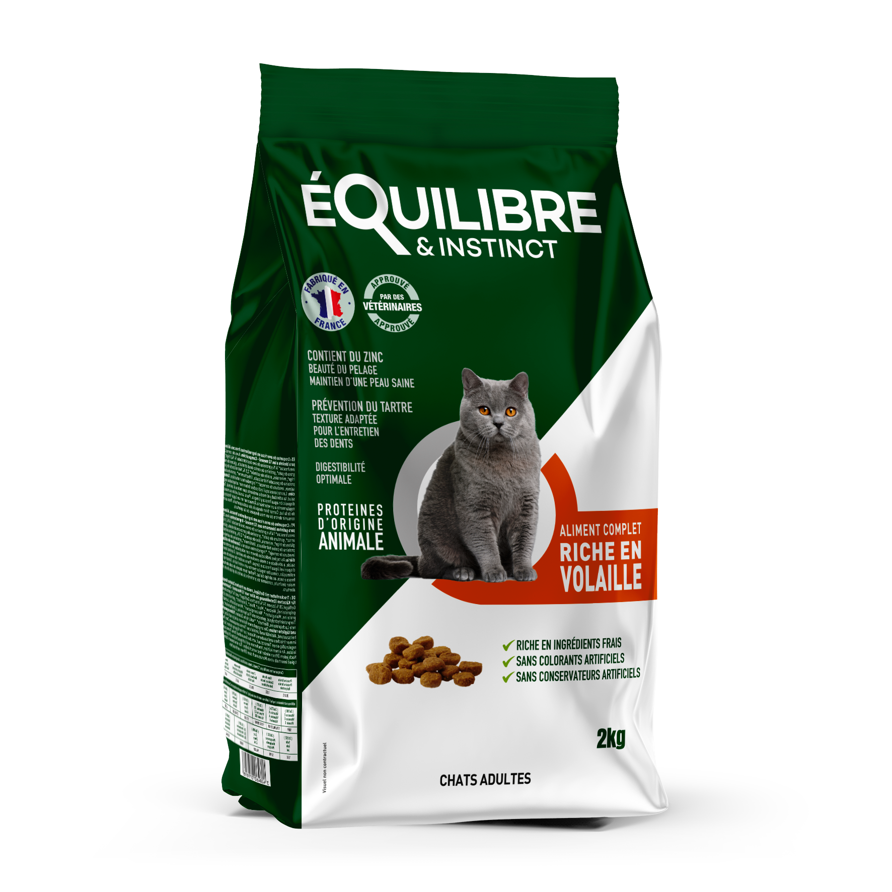 Croquettes pour chat adulte à la volaille 2 kg Oskan produits 100 naturels pour chiens